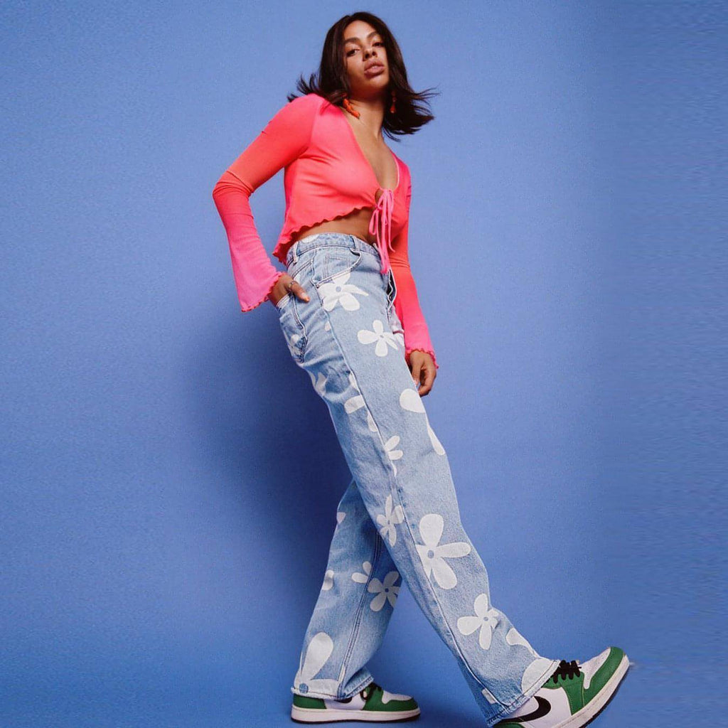 DenimDare™ Women's Simple Printed Straight Jeans