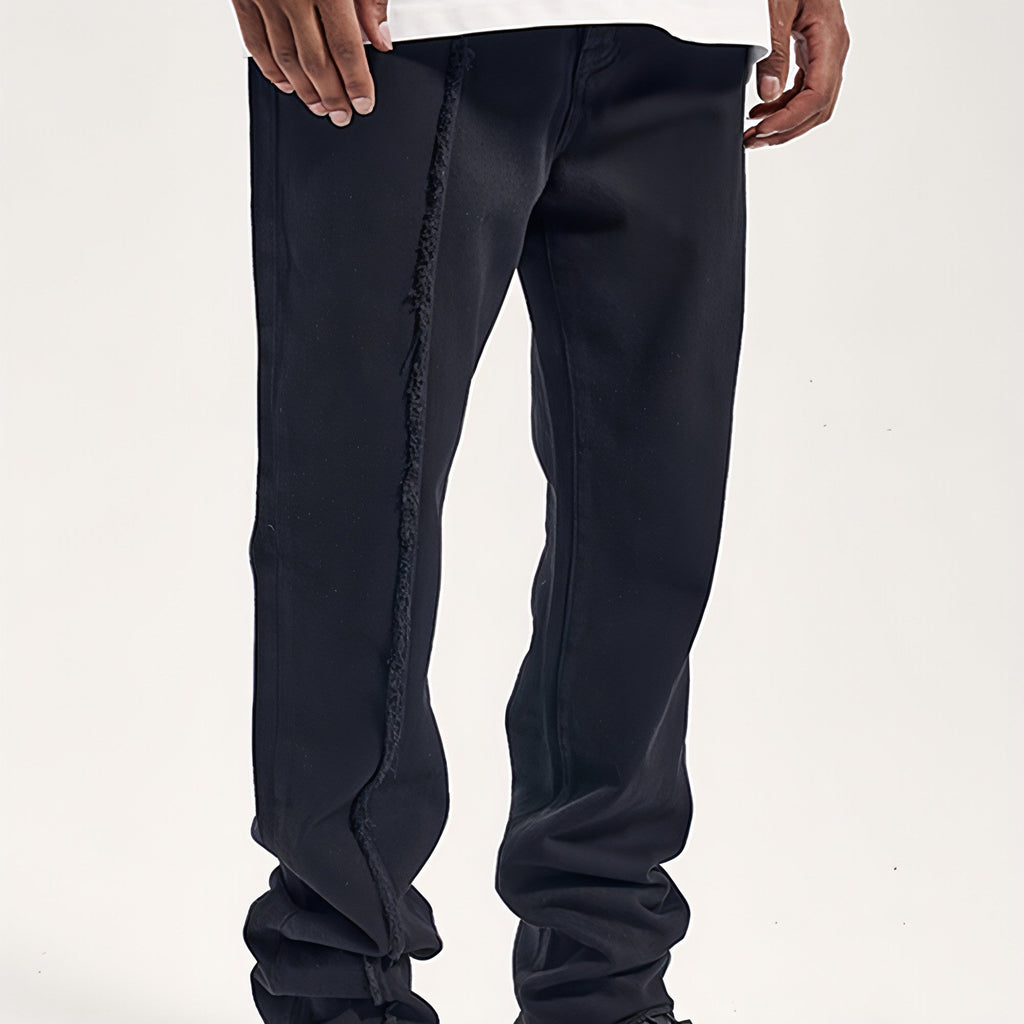 UrbanEase™ High Street Dark Solid Black Vintage Jeans Men