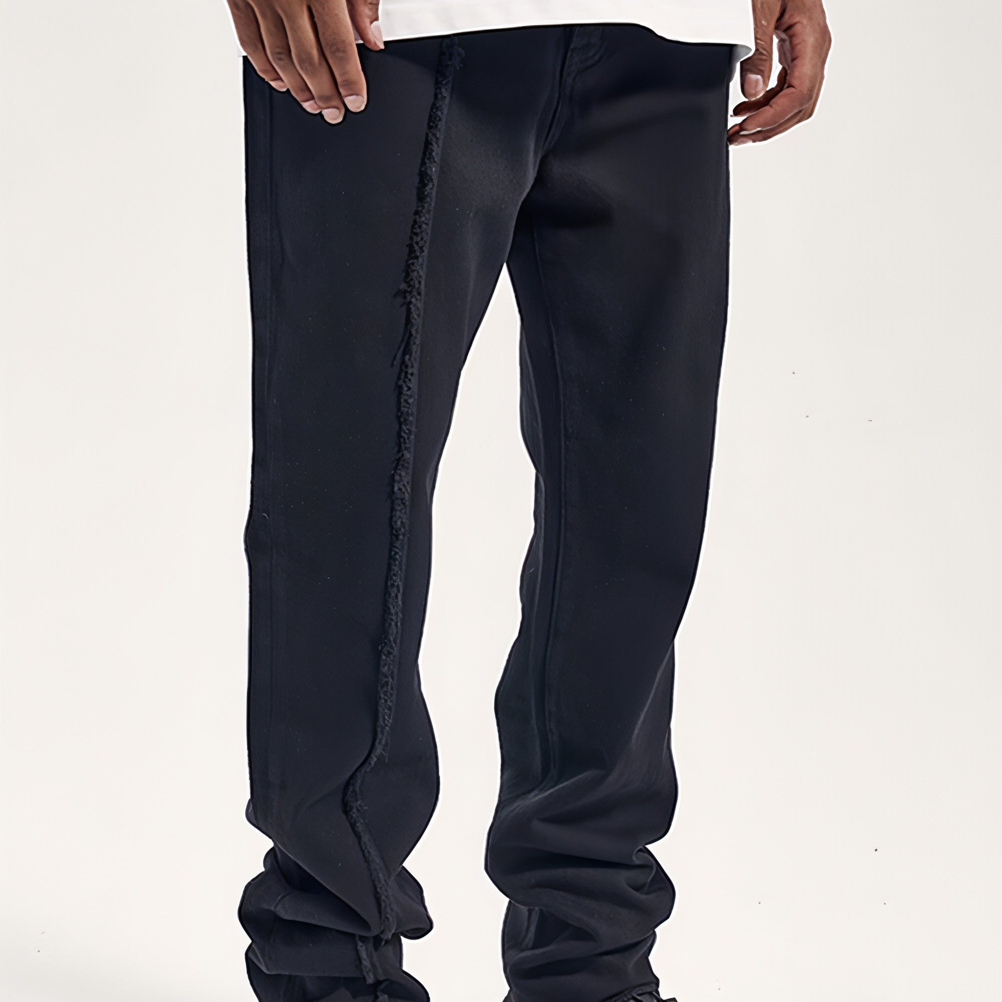 UrbanEase™ High Street Dark Solid Black Vintage Jeans Men