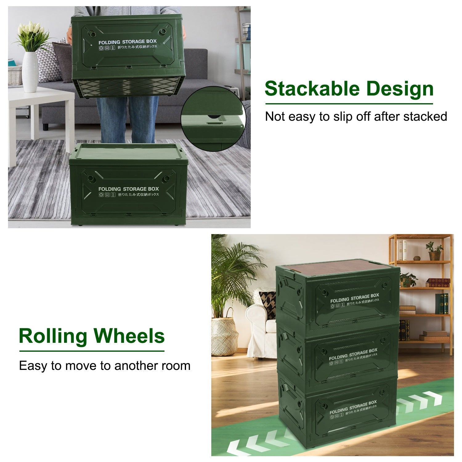 1Pc Folding Storage Bin Camping Collapsible Organizer Box Stackable