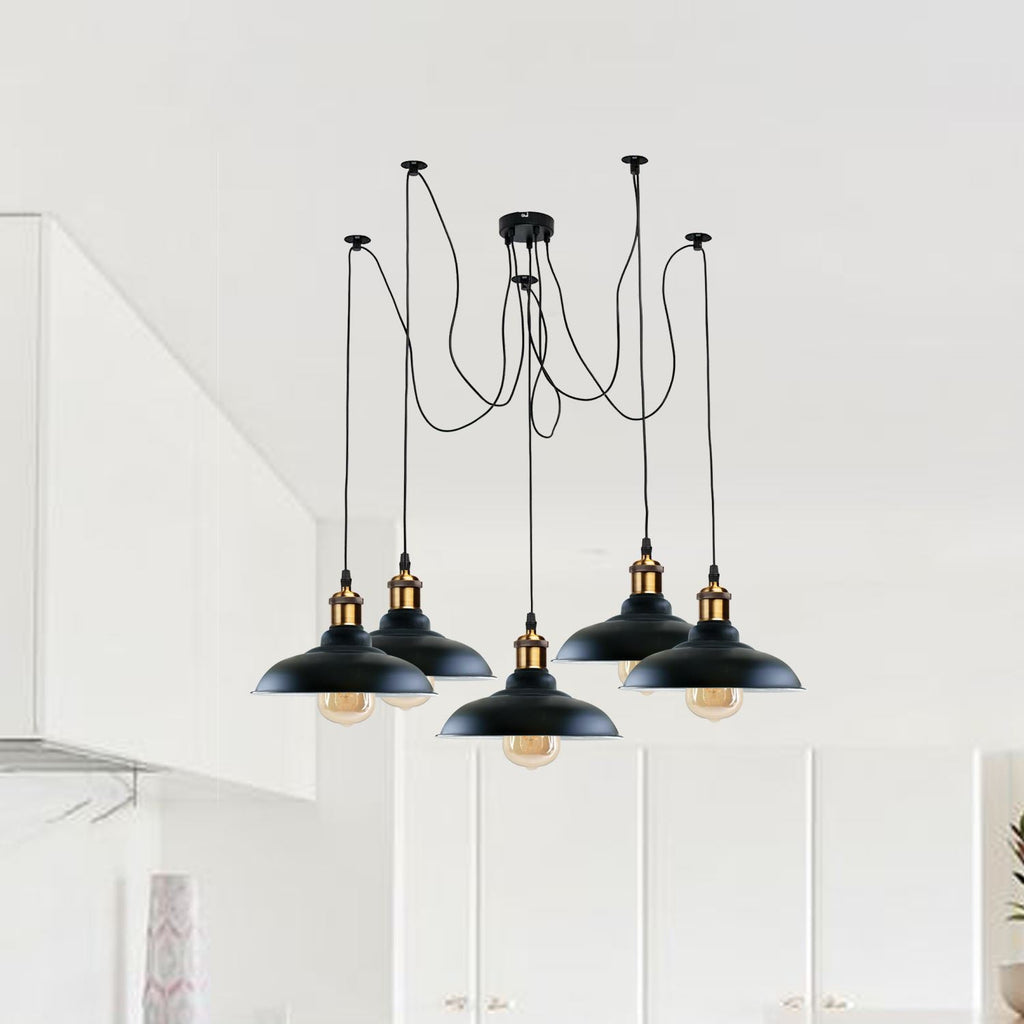 Industrial Spider Adjustable Multi Arm Pendant Light 5-Light E27~3399