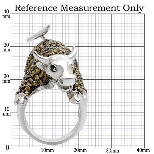 0W004 - Rhodium + Ruthenium Brass Ring with AAA Grade CZ  in Multi