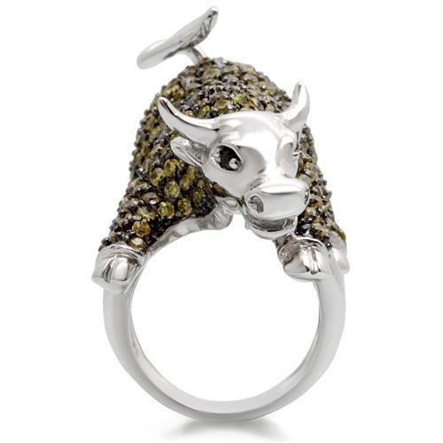 0W004 - Rhodium + Ruthenium Brass Ring with AAA Grade CZ  in Multi
