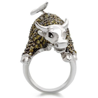 0W004 - Rhodium + Ruthenium Brass Ring with AAA Grade CZ  in Multi
