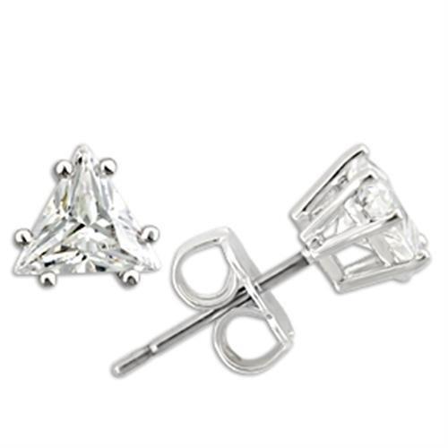 Rhodium 925 sterling silver earrings with AAA grade cubic zirconia by Turquoise Tiger, showcasing elegant, sparkling jewelry design.