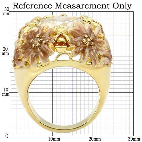 0W203 - Matte Gold &amp; Gold Brass Ring with AAA Grade CZ  in Clear