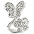 0W237 - Rhodium Brass Ring with AAA Grade CZ  in Clear