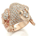 0W283 - Rose Gold Brass Ring with AAA Grade CZ  in Jet