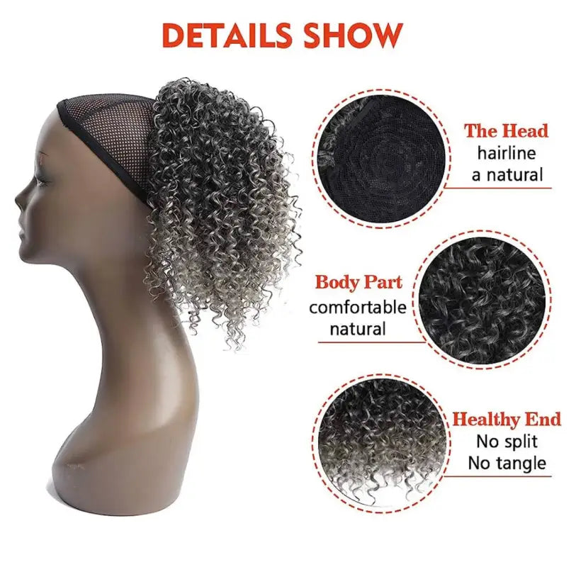 Salt & Pepper | Human Hair Drawstring Ponytail Wig