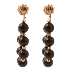Carly Black Onyx Complete Loop Golden Post Earrings