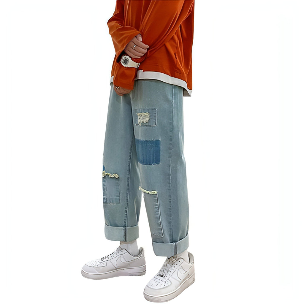 DenimDare™ Trousers Ripped Jeans Men Loose Straight Leg