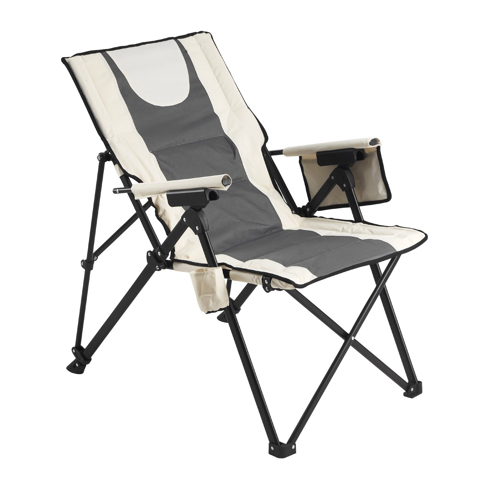 Start2Finish VEVOR folding camping chair with high back, recline positions, armrest, headrest, and padded seat for outdoor use.
