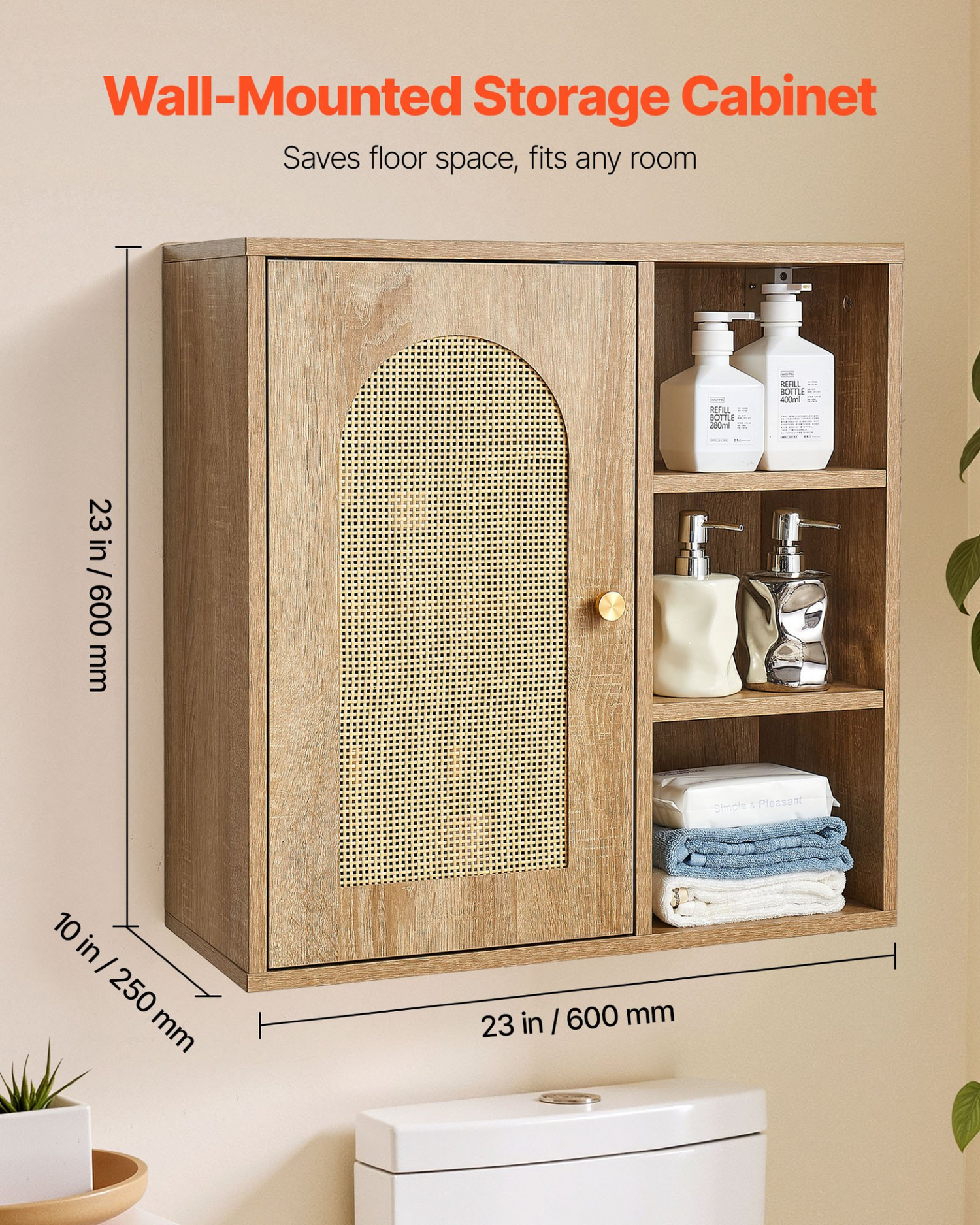 Start2Finish VEVOR bathroom wall cabinet with door, adjustable shelves, mounted over toilet, ideal for laundry, kitchen, or restroom storage