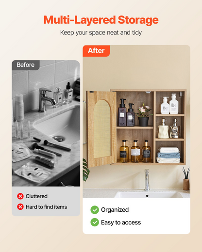 Start2Finish VEVOR bathroom wall cabinet with door, adjustable shelves, and hanging organizer for bathroom, laundry, or kitchen storage.