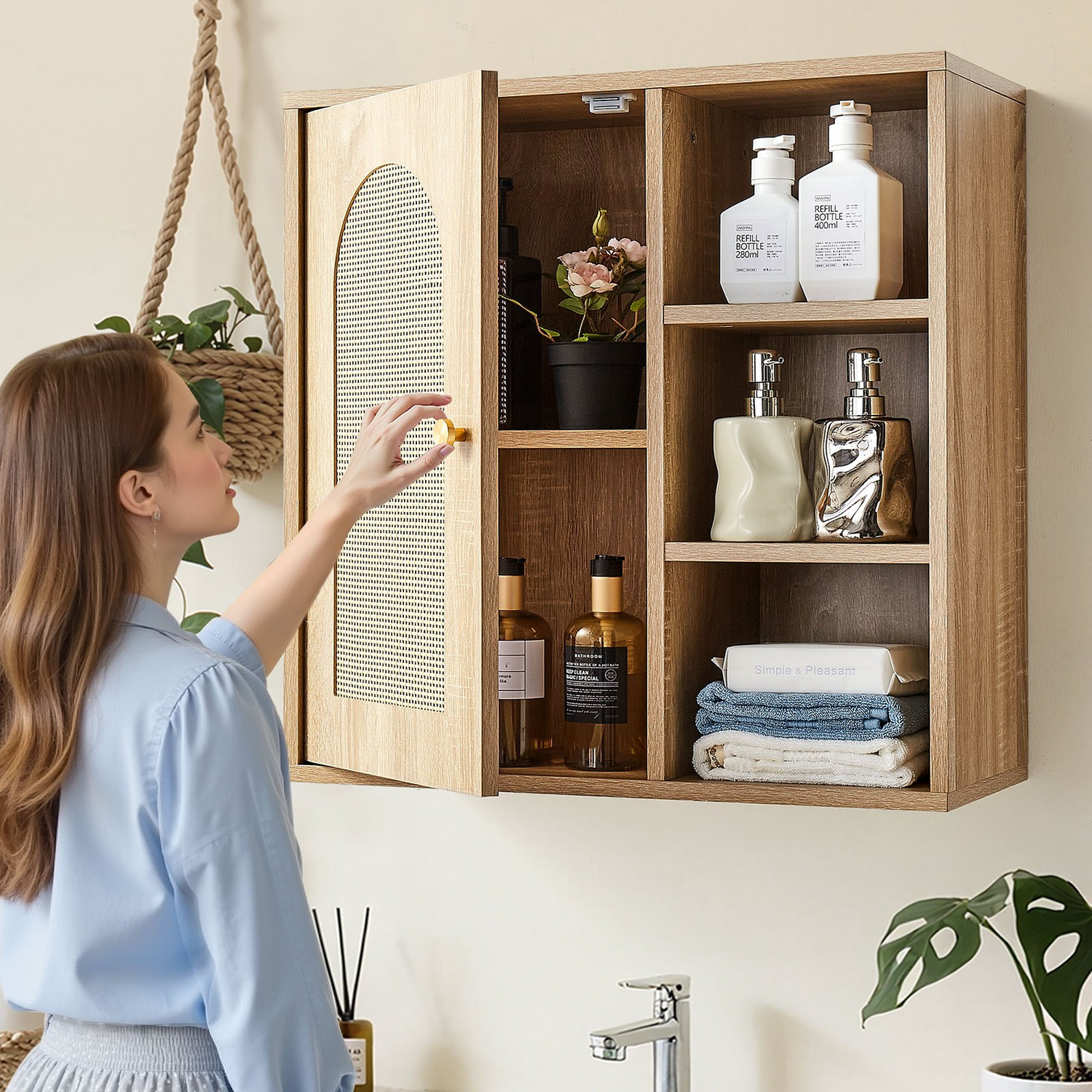 Start2Finish VEVOR bathroom wall cabinet with adjustable shelves, over toilet storage, wall-mounted hanging organizer for laundry and bathroom