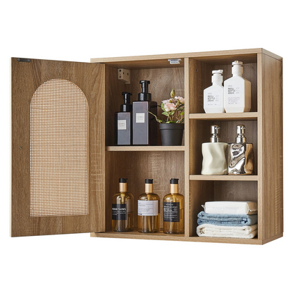 Start2Finish VEVOR bathroom wall cabinet with door, adjustable shelves, and hanging organizer for toilet, laundry, or kitchen storage.