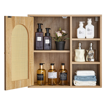 Start2Finish VEVOR bathroom wall cabinet with door, adjustable shelves, and hanging organizer for toilet, laundry, and kitchen storage.