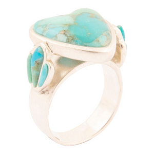 Blue Turquoise Heart Sterling Silver Statement Ring