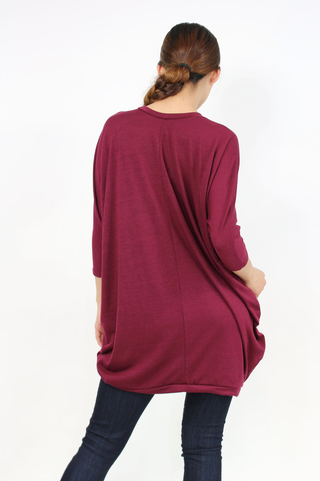 Oversized Shirt Dress Burgundy