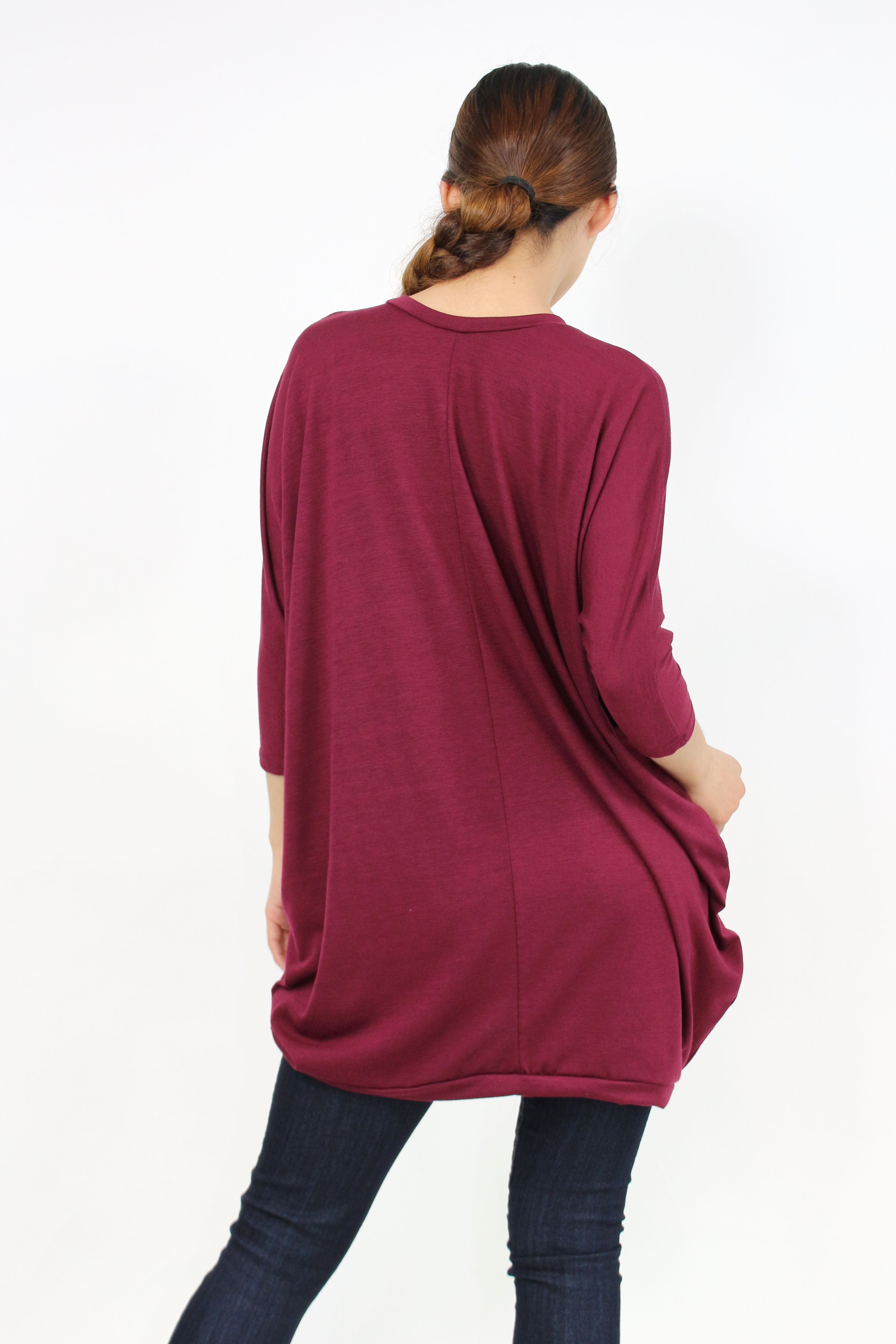 Oversized Shirt Dress Burgundy