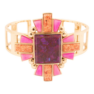 Santa Fe Purple Turquoise Golden Cuff Bracelet