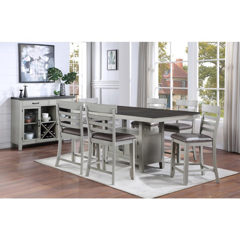 Gray Hyland Counter Chair by Start2Finish with a modern design, featuring a cushioned seat and sturdy metal frame.