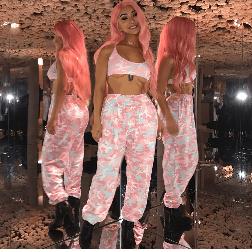 Camouflage Pants Spring High Waist Casual Joggers Elastic Sweatpants