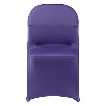Start2Finish VEVOR purple polyester spandex chair cover fitting chairs up to 17.72 x 18.11 x 30.31 inches, ideal for weddings and events.