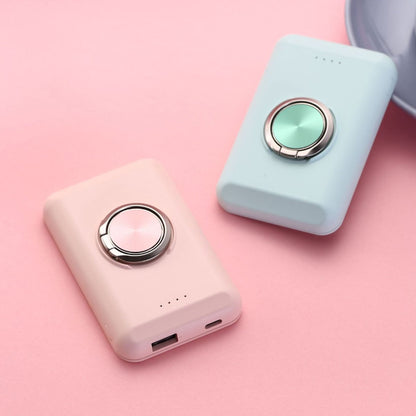 Salmon Lucky wireless magnetic charger and power bank for iPhone 12, showing the compact magnetic charging device.