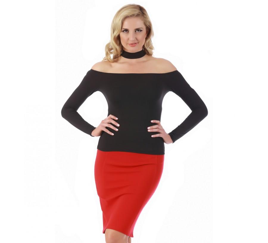 InstantFigure Short Pencil Skirt with Elastic Waist 168024