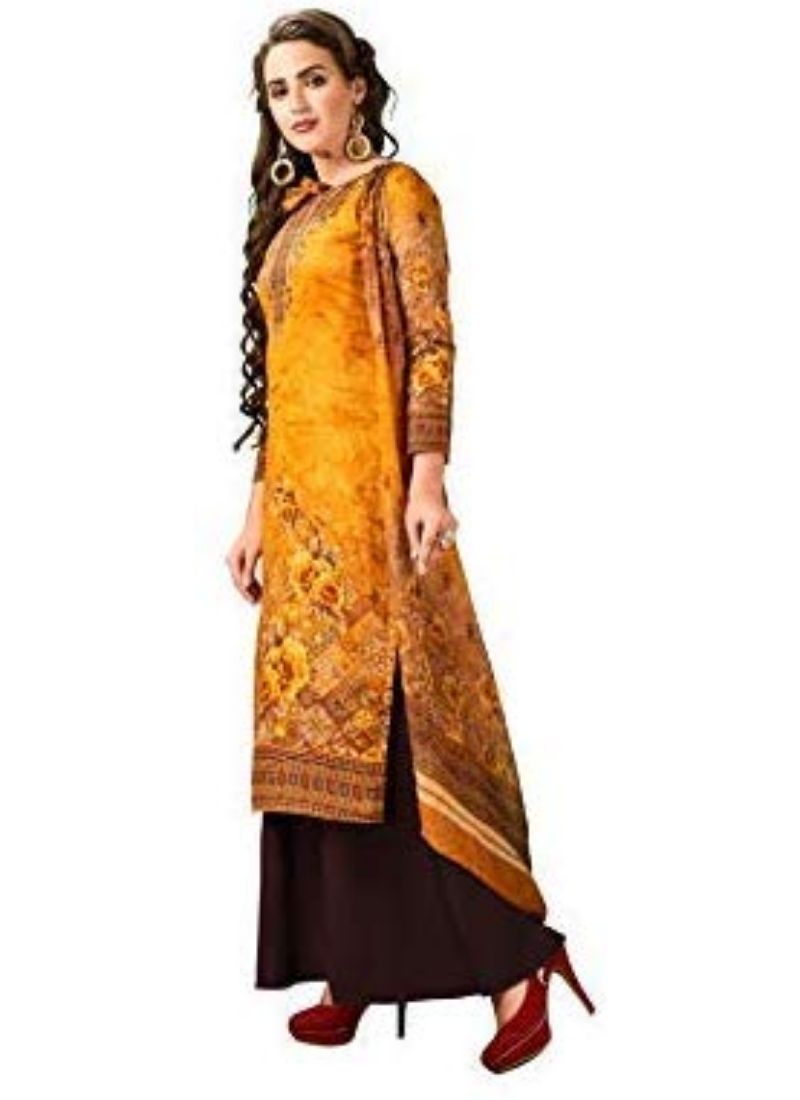 Generic Women's Cotton Salwar Material (Orange,