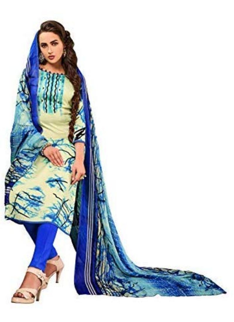 Generic Women's Cotton Salwar Material (Cream, 2.5