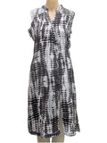 Blue Smoky Printed Front Slit Rayon Sleeveless