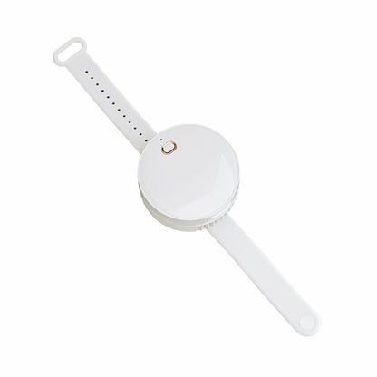 Maroon Asteria portable wrist fan with mirror, leafless design, USB rechargeable, and 3 adjustable speeds for home improvement.