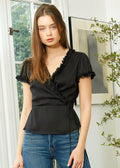 Women's Ruffle Trim Wrap Blouse