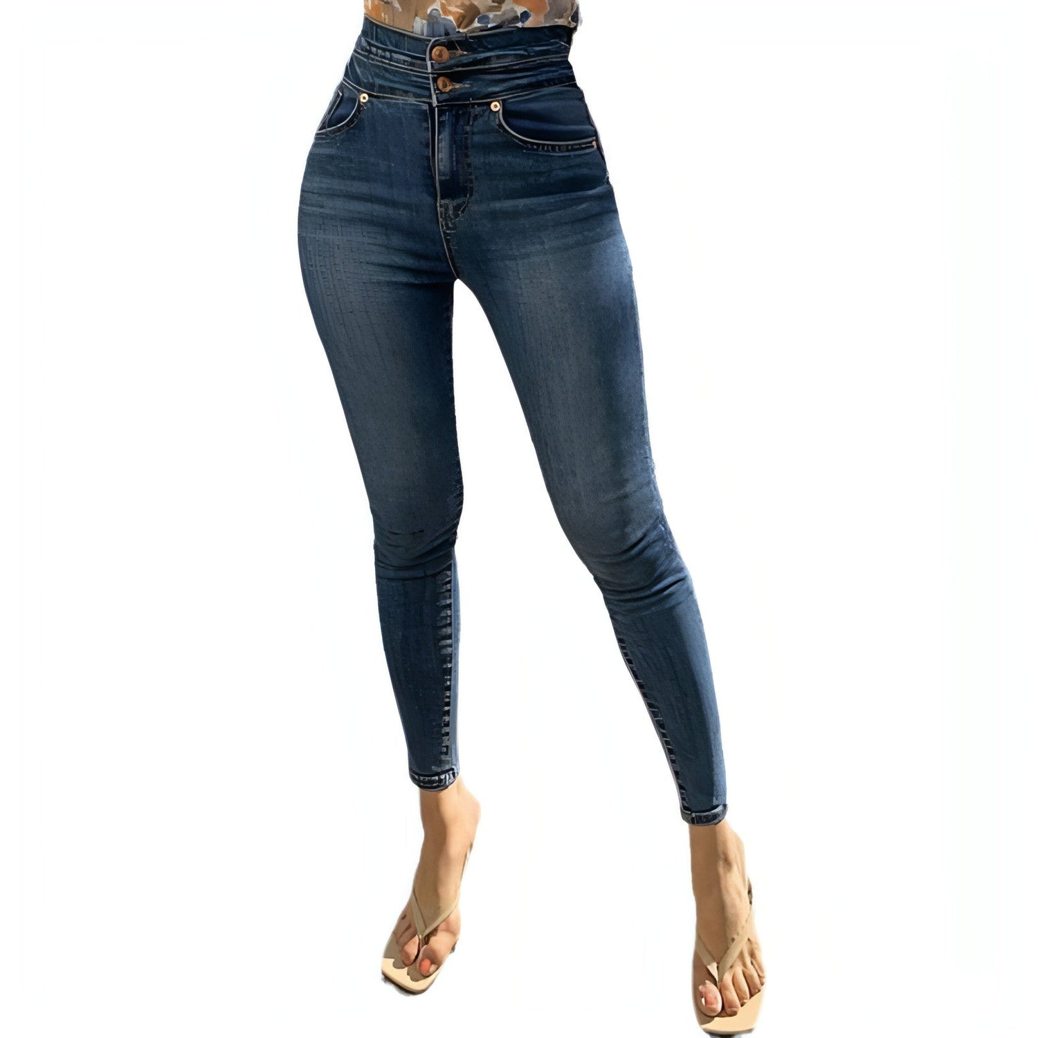 Carmine Juneberry SculptEase™ high-waist sculpt denim jeans with a fitted design and classic blue wash, shown on a model.