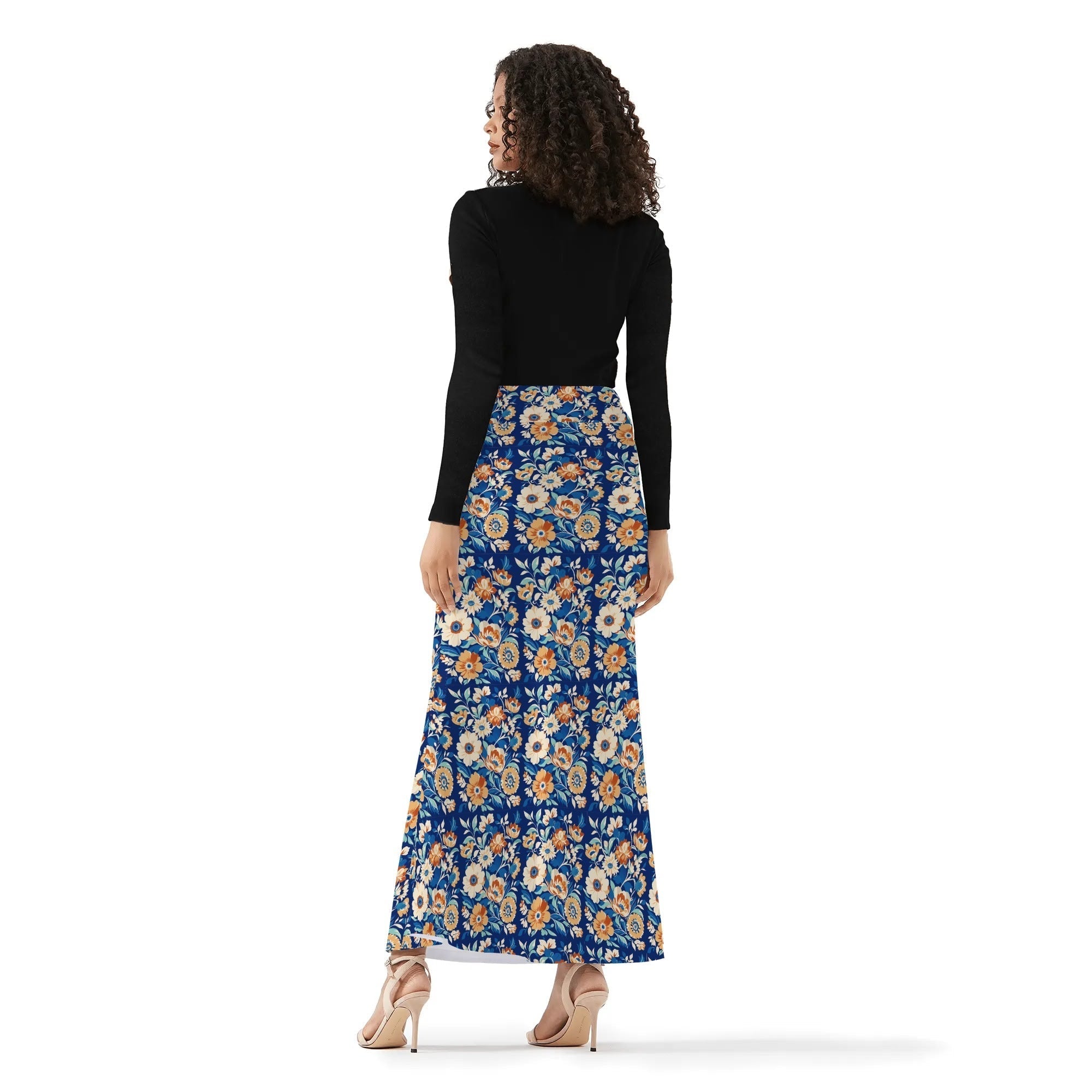 Womens Foral Wrap Fishtail Long Skirt