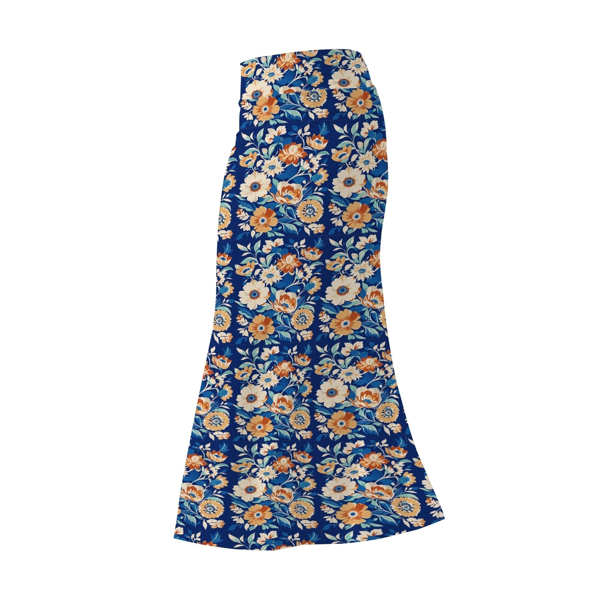 Womens Foral Wrap Fishtail Long Skirt
