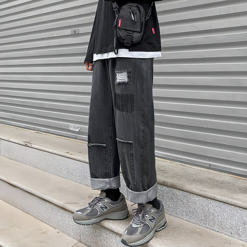 DenimDare™ Trousers Ripped Jeans Men Loose Straight Leg