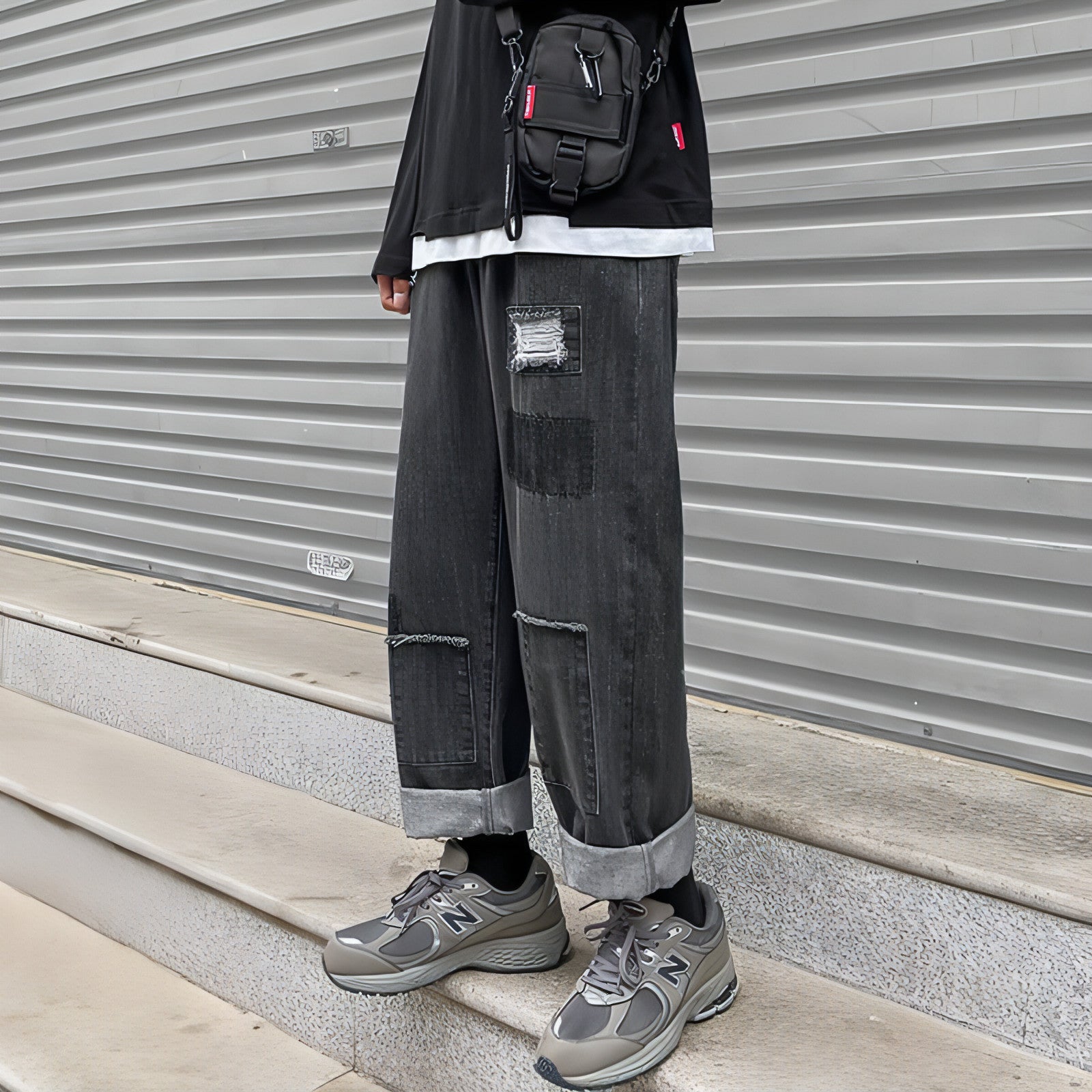 DenimDare™ Trousers Ripped Jeans Men Loose Straight Leg