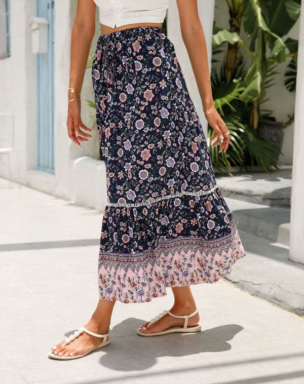 Floral midi skirt
