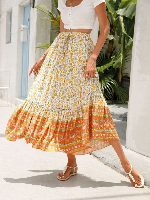 Floral midi skirt