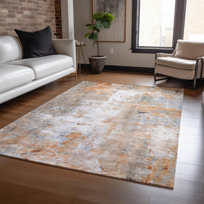 Luxury washable Ravenna copper indoor/outdoor rug by Start2Finish, 5&