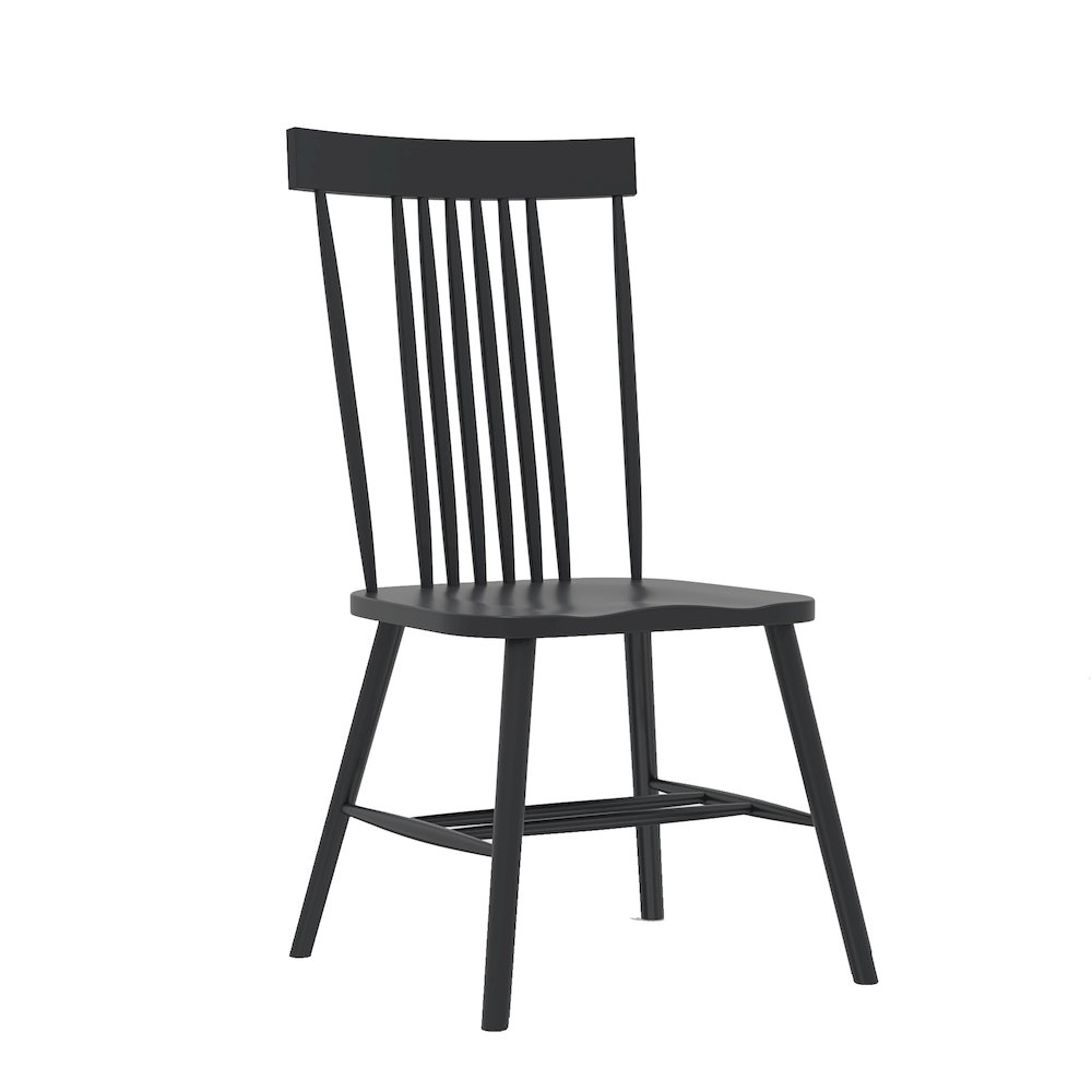 Black Eleanor Side Chair by Start2Finish with a sleek modern design and wooden legs, shown from a side angle.