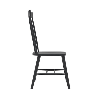 Black Eleanor Side Chair by Start2Finish with a sleek wooden frame and cushioned seat for modern dining or workspace use.