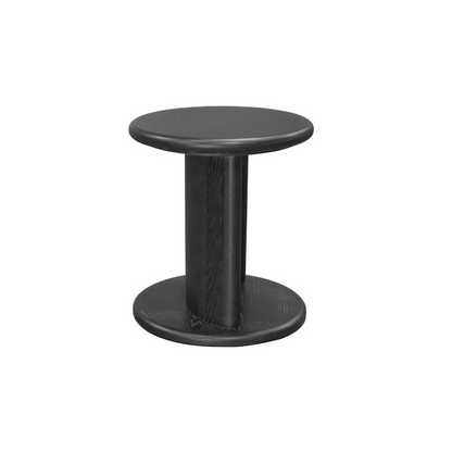 Black Gabrielle End Table by Start2Finish featuring a sleek round surface and modern design for stylish living room decor.