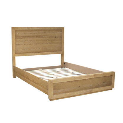 Start2Finish Harper Queen platform bed with a sleek wooden frame and low-profile design, shown in a modern bedroom setting.