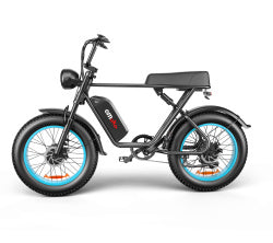 Carmine Juneberry C91™ Dual Drive Power Bike 20, black electric bike with dual motor system and ergonomic design in action