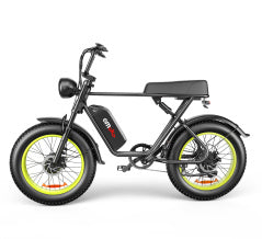 Carmine Juneberry C91™ Dual Drive Power Bike, black and red e-bike with dual motor system and sleek design.