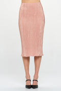 Made in USA Solid Plisse Midi Skirt